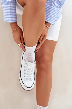 Evento Trampki Damskie Niskie*Niskie Trampki Damskie Na Platformie Białe Aradwin Biały