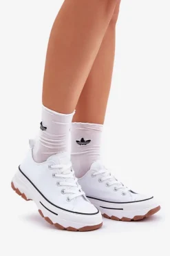 Evento Trampki Damskie Niskie*Niskie Trampki Damskie Na Platformie Białe Aradwin Biały