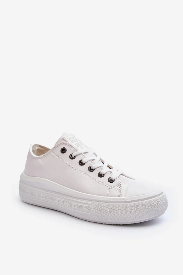 Big Star Shoes Trampki Damskie Big Star|Trampki Damskie Wysokie*Niskie Trampki Damskie Ocieplane Białe Big Star MM274029