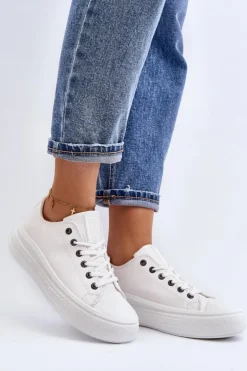 Big Star Shoes Trampki Damskie Big Star|Trampki Damskie Wysokie*Niskie Trampki Damskie Ocieplane Białe Big Star MM274029