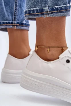 Big Star Shoes Trampki Damskie Big Star|Trampki Damskie Wysokie*Niskie Trampki Damskie Ocieplane Białe Big Star MM274029