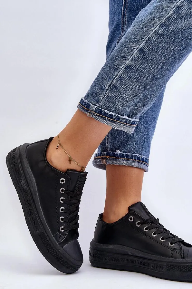 Discount Big Star Shoes Niskie Trampki Damskie Ocieplane Czarne Big Star MM274031