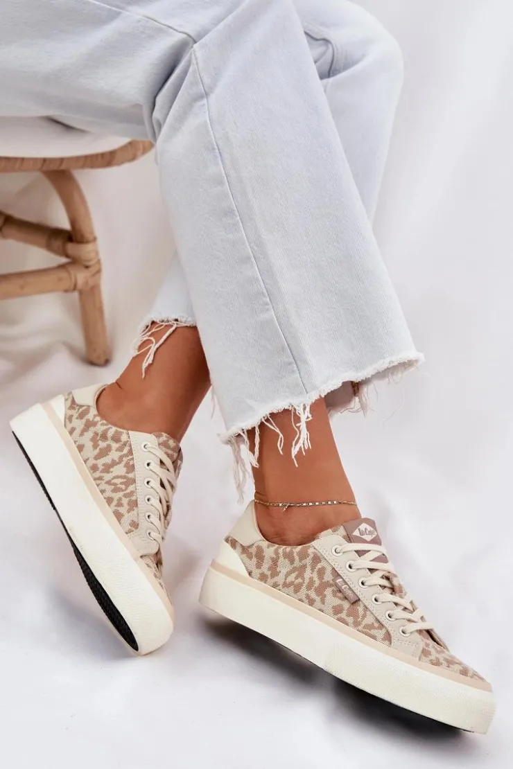 Damskie Lee Cooper Niskie Trampki Damskie Panterka LCW-25-02-3330L Beżowe