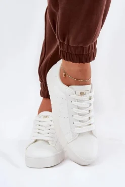 New Big Star Shoes Niskie Trampki Damskie Z Eko Skóry Big Star NN274577 Białe Biały