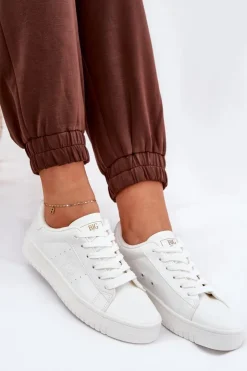 New Big Star Shoes Niskie Trampki Damskie Z Eko Skóry Big Star NN274577 Białe Biały