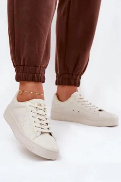 Damskie Big Star Shoes Niskie Trampki Damskie Z Eko Skóry Big Star NN274578 Beżowe