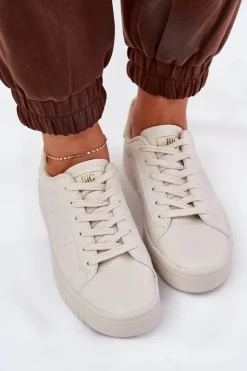 Damskie Big Star Shoes Niskie Trampki Damskie Z Eko Skóry Big Star NN274578 Beżowe