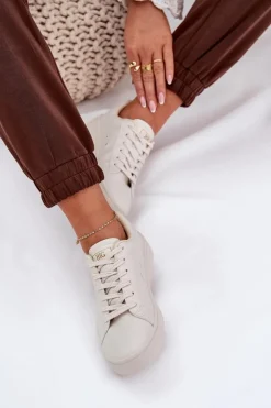 Damskie Big Star Shoes Niskie Trampki Damskie Z Eko Skóry Big Star NN274578 Beżowe