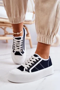 Clearance Boto Niskie Trampki Na Platformie Czarne Mischa