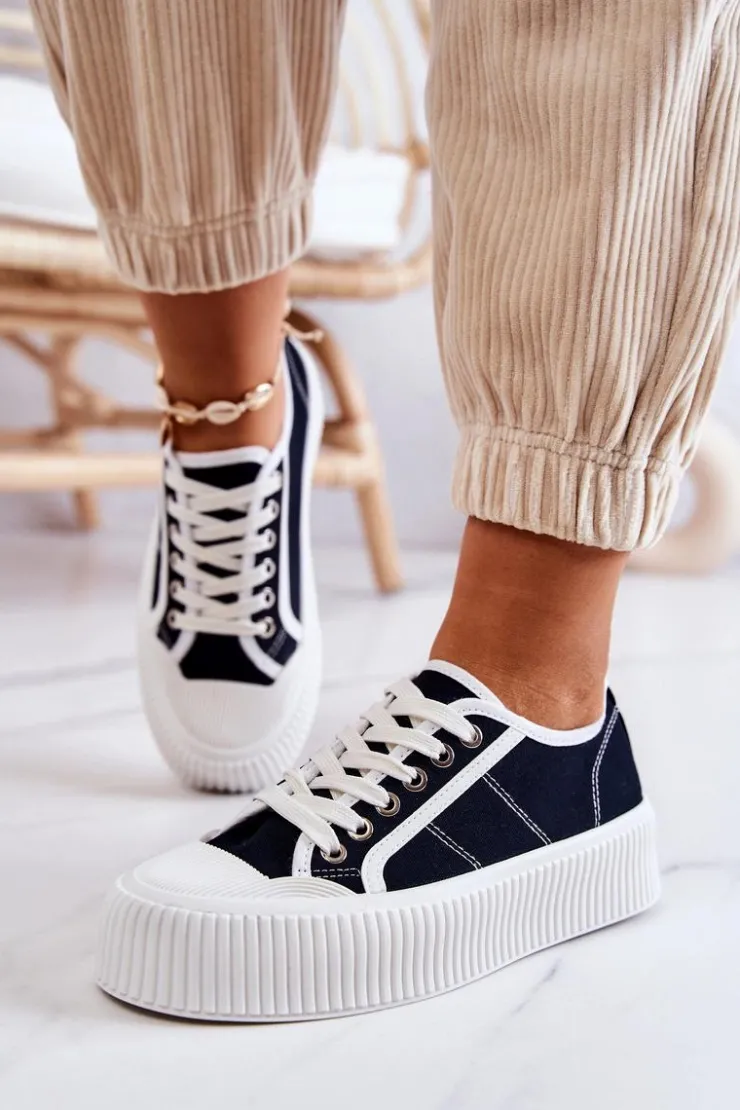 Clearance Boto Niskie Trampki Na Platformie Czarne Mischa