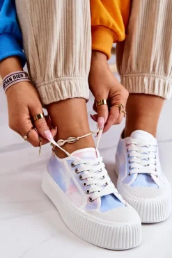 Damskie Boto Niskie Trampki Na Platformie Niebiesko-Różowe Mischa