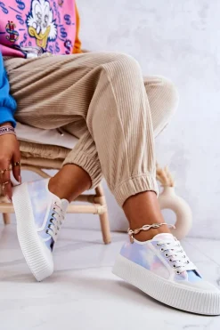 Damskie Boto Niskie Trampki Na Platformie Niebiesko-Różowe Mischa