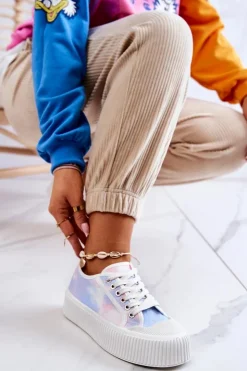 Damskie Boto Niskie Trampki Na Platformie Niebiesko-Różowe Mischa