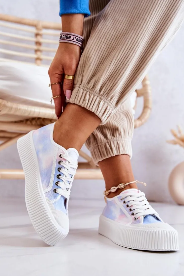 Damskie Boto Niskie Trampki Na Platformie Niebiesko-Różowe Mischa