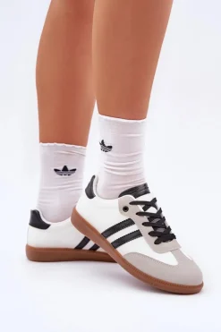 Sale Boto Niskie Trampki Tenisówki Damskie Biało-Czarne Loredis