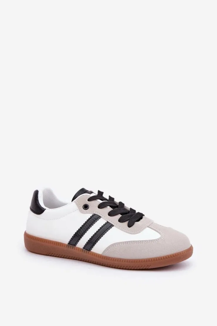 Sale Boto Niskie Trampki Tenisówki Damskie Biało-Czarne Loredis