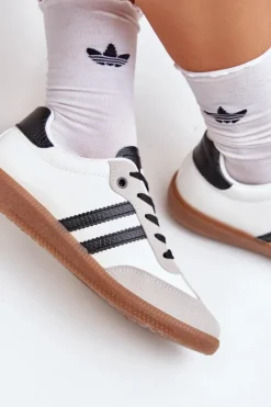 Sale Boto Niskie Trampki Tenisówki Damskie Biało-Czarne Loredis