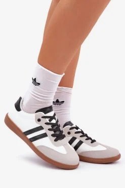 Sale Boto Niskie Trampki Tenisówki Damskie Biało-Czarne Loredis