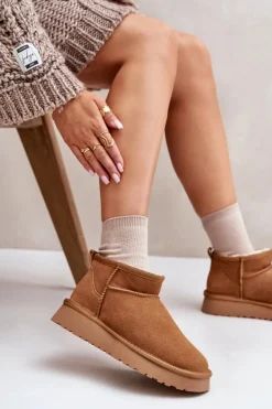 Outlet Buty damskie Vinceza Niskie Zamszowe Śniegowce Skóra Naturalna Vinceza 97950 Camel