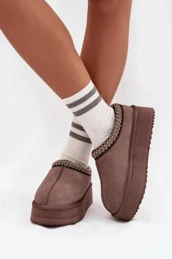 Damskie Buty damskie Vinceza Niskie Zamszowe Śniegowce Damskie Z Haftem Na Platformie Vinceza 97960 Brązowe