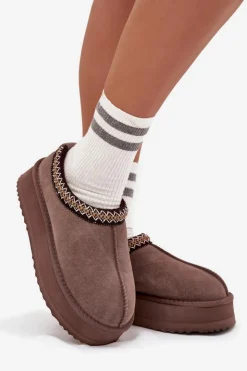 Damskie Buty damskie Vinceza Niskie Zamszowe Śniegowce Damskie Z Haftem Na Platformie Vinceza 97960 Brązowe