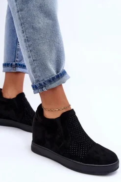 Damskie Boto Niskie Zamszowe Zdobione Botki Damskie Czarne Afarena