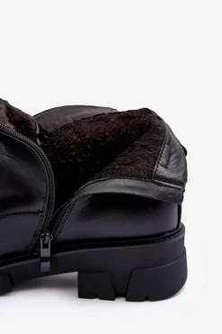 Online Boto Niskie Zdobione Skórzane Botki Z Suwakiem Czarne Escika