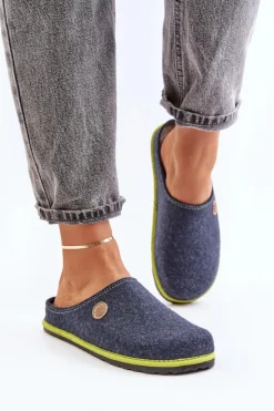 Outlet INBLU Obuwie Domowe Damskie Kapcie CS000039 Granatowe Niebieski