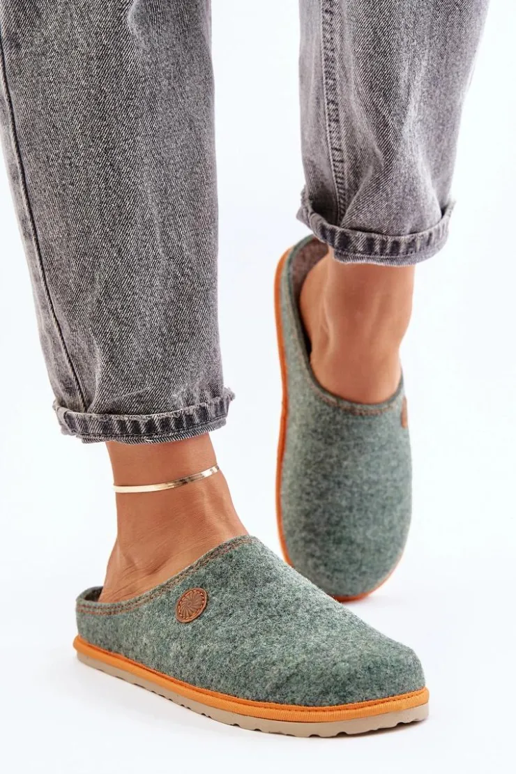 INBLU Kapcie Klasyczne|Klapki Damskie Klasyczne*Obuwie Domowe Damskie Kapcie CS000039 Zielone