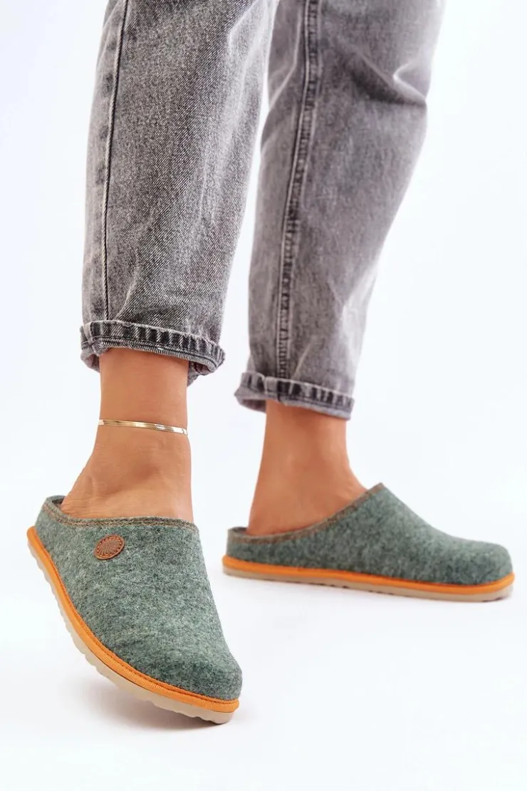 INBLU Kapcie Klasyczne|Klapki Damskie Klasyczne*Obuwie Domowe Damskie Kapcie CS000039 Zielone