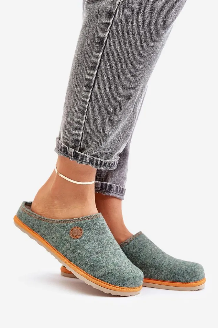 INBLU Kapcie Klasyczne|Klapki Damskie Klasyczne*Obuwie Domowe Damskie Kapcie CS000039 Zielone