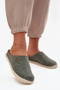 Online INBLU Obuwie Domowe Kapcie Damskie CS000047 Zielone Zielony