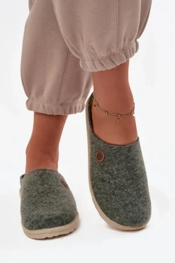 Online INBLU Obuwie Domowe Kapcie Damskie CS000047 Zielone Zielony