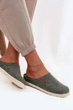 Online INBLU Obuwie Domowe Kapcie Damskie CS000047 Zielone Zielony