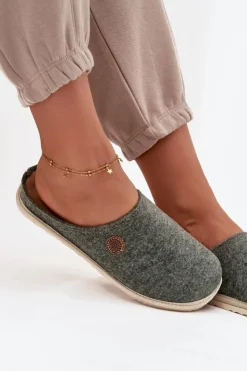 Online INBLU Obuwie Domowe Kapcie Damskie CS000047 Zielone Zielony