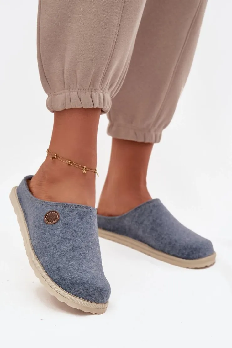 INBLU Kapcie Klasyczne|Klapki Damskie Klasyczne*Obuwie Domowe Kapcie Damskie CS000047 Błękitne Niebieski