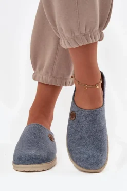 INBLU Kapcie Klasyczne|Klapki Damskie Klasyczne*Obuwie Domowe Kapcie Damskie CS000047 Błękitne Niebieski