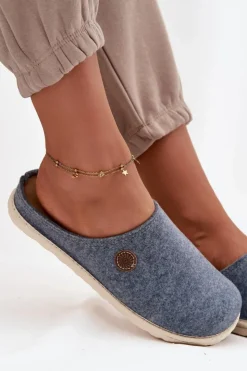 INBLU Kapcie Klasyczne|Klapki Damskie Klasyczne*Obuwie Domowe Kapcie Damskie CS000047 Błękitne Niebieski