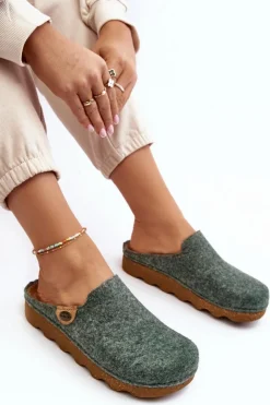 Damskie INBLU Obuwie Domowe Kapcie Damskie Profilaktyczne DK000011 Zielone