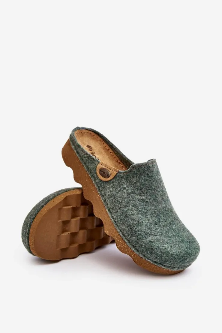 Damskie INBLU Obuwie Domowe Kapcie Damskie Profilaktyczne DK000011 Zielone