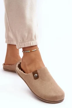 INBLU Kapcie Klasyczne|Klapki Damskie Klasyczne*Obuwie Domowe Kapcie Damskie GF000011 Beżowe