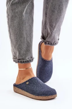 INBLU Kapcie Klasyczne|Klapki Damskie Klasyczne*Obuwie Domowe Kapcie Damskie ED000018 Grnatowe