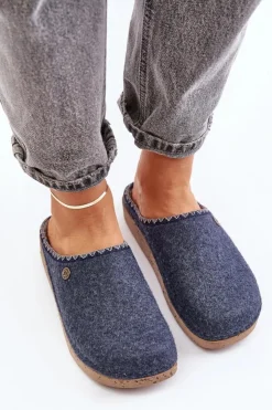 INBLU Kapcie Klasyczne|Klapki Damskie Klasyczne*Obuwie Domowe Kapcie Damskie ED000018 Grnatowe