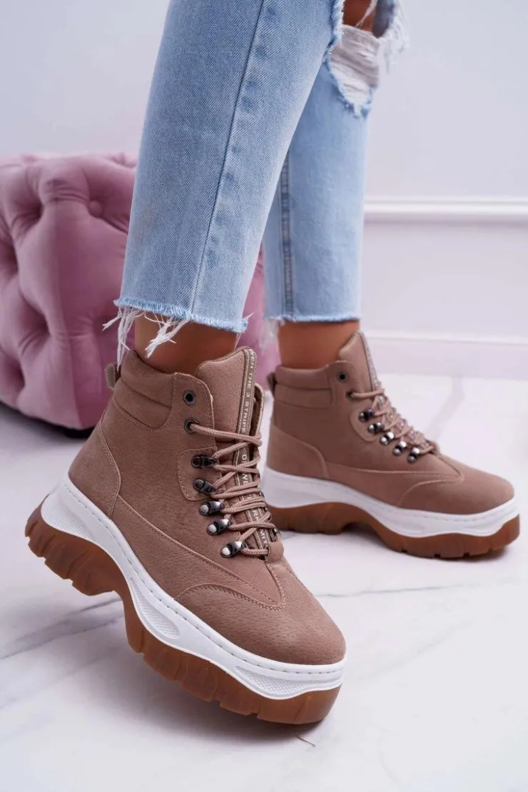 Sale Boto Obuwie Trekkingowe Damskie Trapery Beżowe Greem