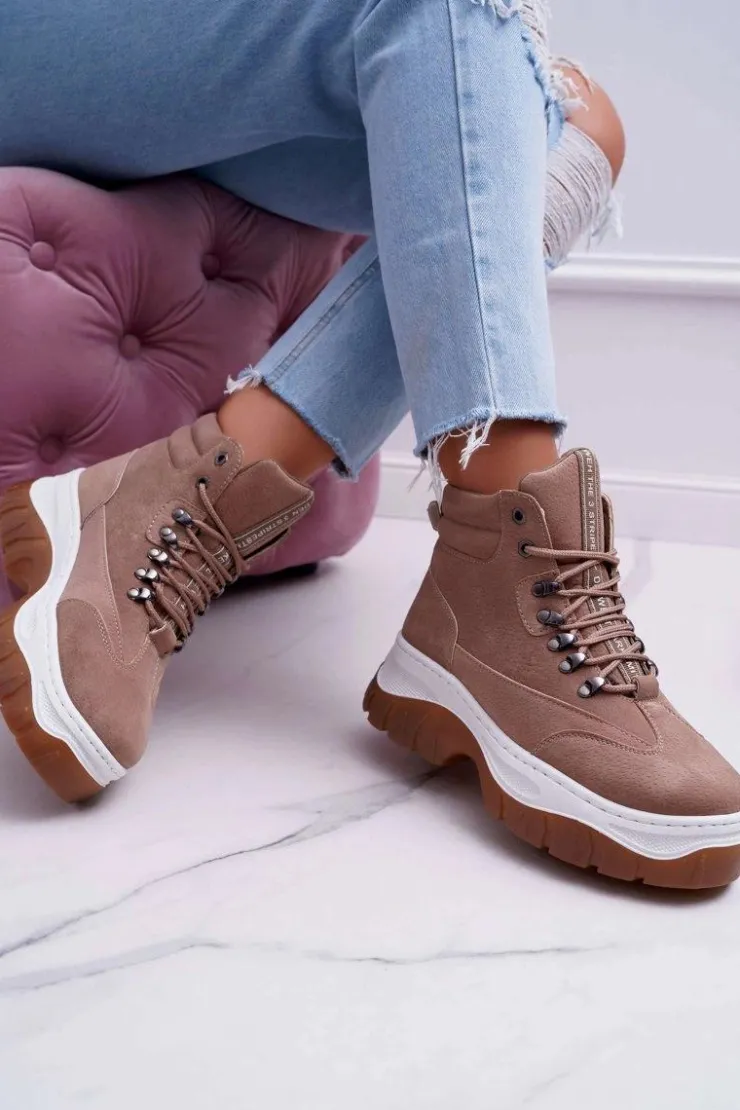 Sale Boto Obuwie Trekkingowe Damskie Trapery Beżowe Greem