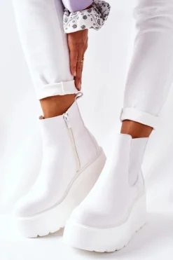 Damskie Boto Ocieplane Botki Białe Montiano