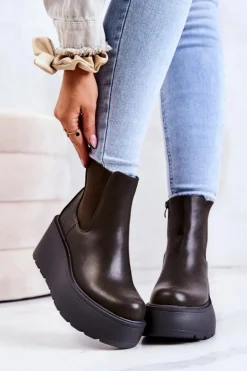 Online Boto Ocieplane Botki Ciemnozielone Montiano