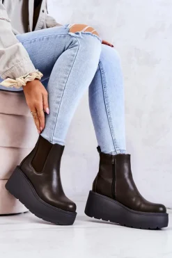 Online Boto Ocieplane Botki Ciemnozielone Montiano