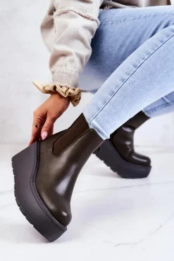 Online Boto Ocieplane Botki Ciemnozielone Montiano