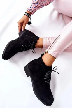 Boto Czarne Botki|Botki Zimowe Damskie*Ocieplane Botki Czarne Malitea